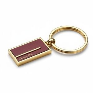 Dior Gold and Burgundy Plated Key Chain Holder